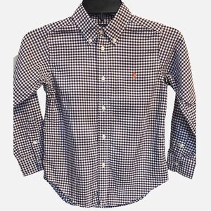 Ralph Lauren Boys Purple Gingham Button-Down Shirt Size 6 Long Sleeve